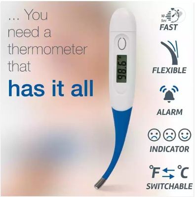จอแสดงผล LCD เร็ว 2 วินาทีทดสอบ Baby Digital Temperature Thermometer Electric Plastic OEM