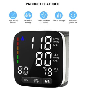 เครื่องวัดความดันโลหิตที่ข้อมือดิจิตอลแบบพกพา Health Sphygmomanometer แม่นยำ