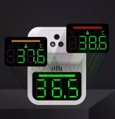 เทอร์โมมิเตอร์วัดอุณหภูมิดิจิตอลแบบไม่สัมผัส LED ติดผนังหน้าผากอินฟราเรดแสดงผลการอ่านทันที