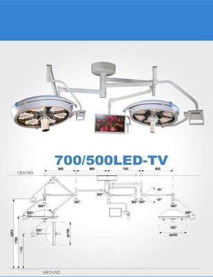 โคมไฟหัวผ่าตัดเพดาน LED คู่ ไฟ LED หัวผ่าตัดโคมไฟทางการแพทย์