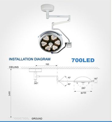 CE เพดานการผ่าตัดเล็ก LED โคมไฟผ่าตัดไร้เงา 700 LED