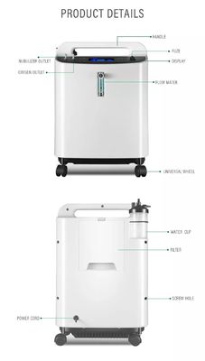 5L 93% Medical Home Respironics Oxyge Concentrator พร้อมสัญญาณเตือนความบริสุทธิ์สีขาว