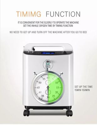 5L 93% Medical Home Respironics Oxyge Concentrator พร้อมสัญญาณเตือนความบริสุทธิ์สีขาว